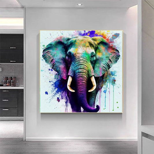 Graffiti Colorful Abstract Elephant Wall Art – Modern Wildlife Canvas Print