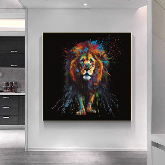 Majestic Colorful Lion Wall Art – Abstract Wildlife Canvas Print