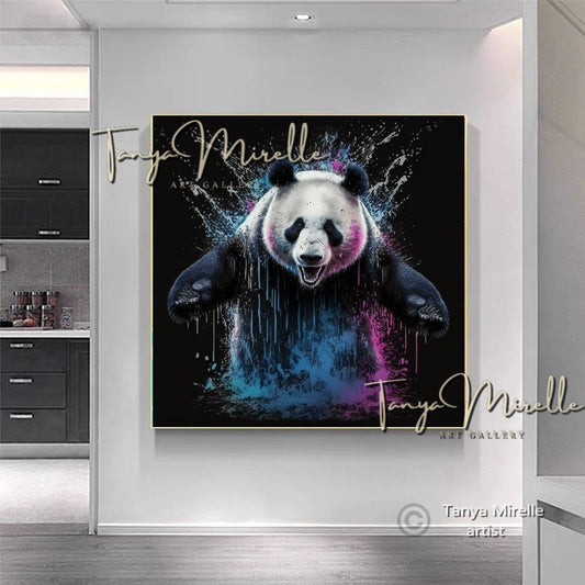 Vibrant Panda Print Art – Contemporary Canvas Wall Decor
