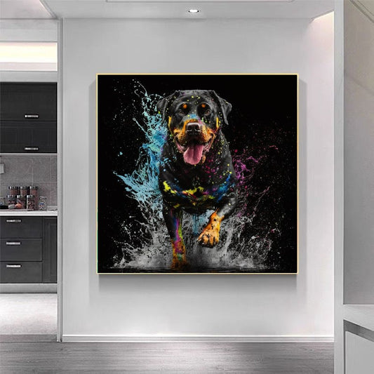 Colorful Dog Wall Art Print - Vibrant Splatter Paint Dog Canvas #2