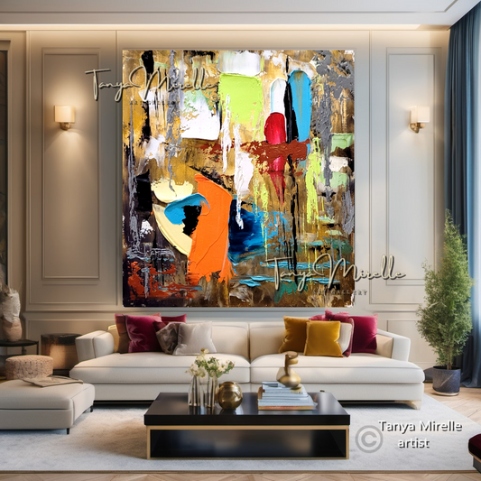 Large Abstract Impasto Painting - Textured Contemporary Wall Art Canvas #92
