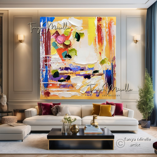 Colorful Abstract Impasto Painting - Textured Modern Wall Art on Canvas #83