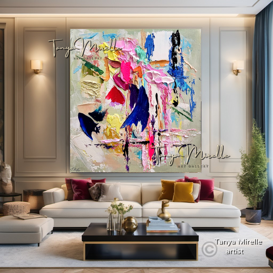 Colorful Abstract Impasto Painting - Textured Modern Wall Art on Canvas #89
