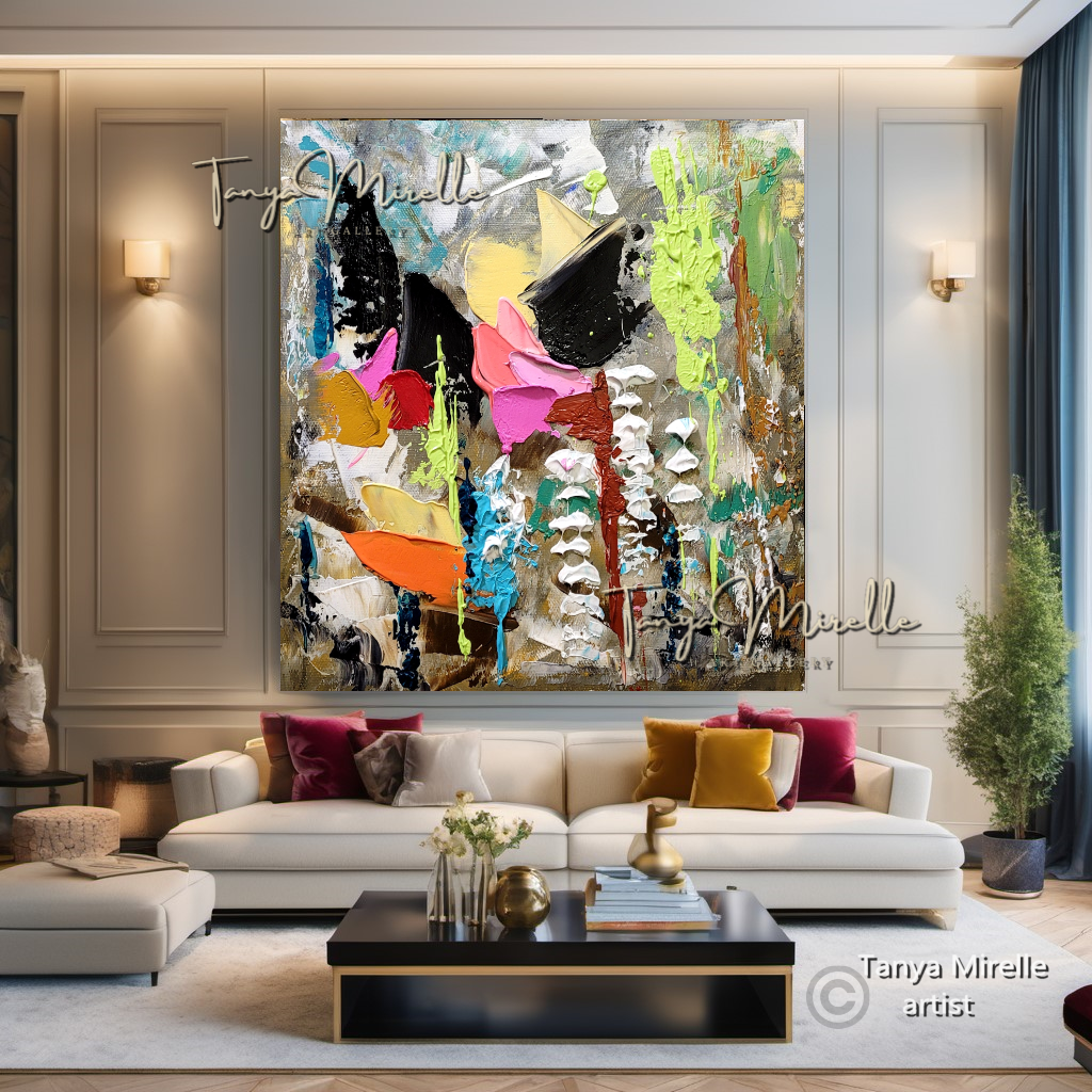 Large Abstract Impasto Painting - Textured Contemporary Wall Art Canvas #91