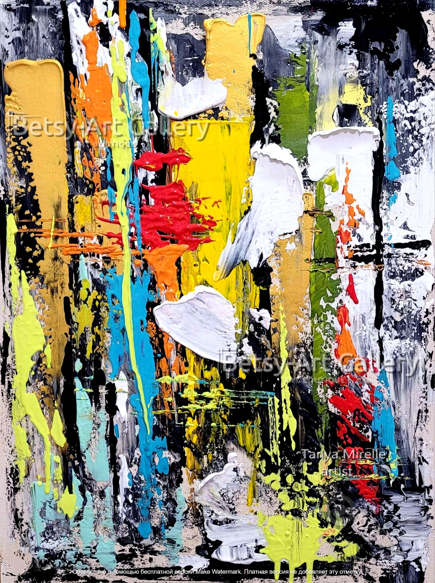 Colorful Abstract Painting on Canvas - Modern Textured Wall Art #117
