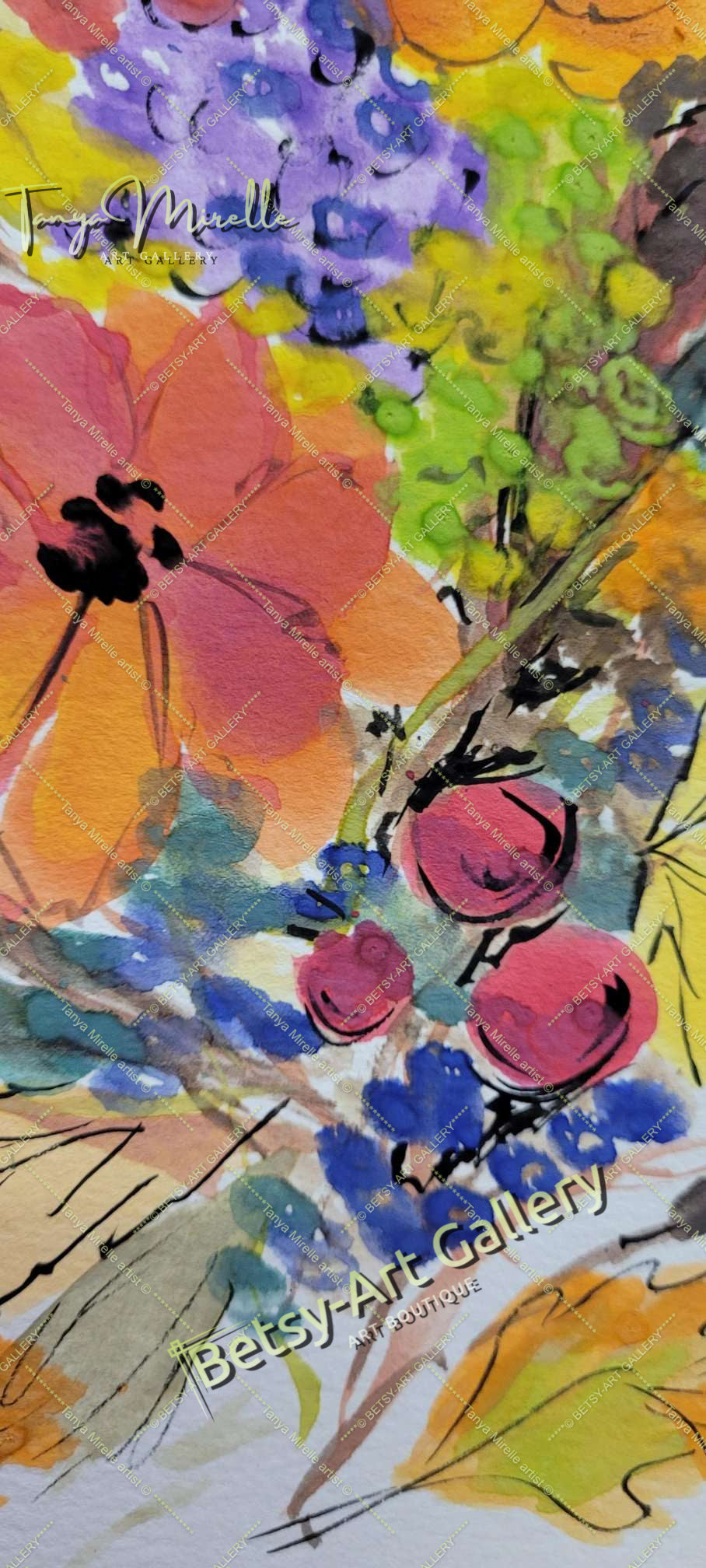 Watercolor Autumn Wild Flowers Painting, Botanical Wall Art No Frame abstract expressionism art print birthday gift blooming garden art botanical print colorful painting floral art floral painting garden painting gift for mom mediterranean art modern art modern wall art nature painting paper painting small painting wall art home decor watercolor floral watercolor flowers watercolor landscape watercolor painting