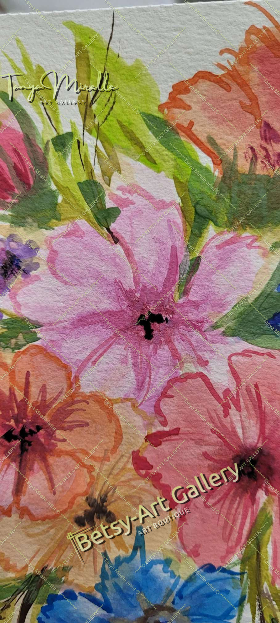 Original Watercolor Mallows Painting, Botanical Wall Art No Frame abstract expressionism art print birthday gift blooming garden art botanical print colorful painting floral art floral painting garden painting gift for mom mediterranean art modern art modern wall art nature painting paper painting small painting wall art home decor watercolor floral watercolor flowers watercolor landscape watercolor painting