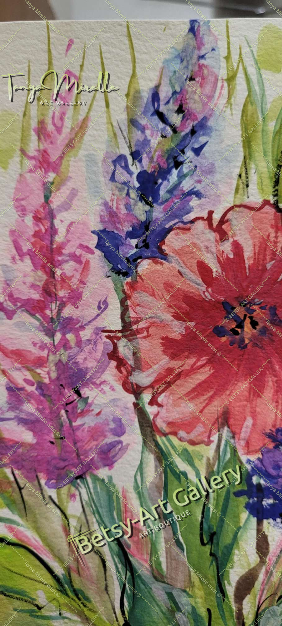 Watercolor Garden Flowers Painting, Botanical Wall Art No Frame abstract expressionism art print birthday gift blooming garden art botanical print colorful painting floral art floral painting garden painting gift for mom mediterranean art modern art modern wall art nature painting paper painting small painting wall art home decor watercolor floral watercolor flowers watercolor landscape watercolor painting