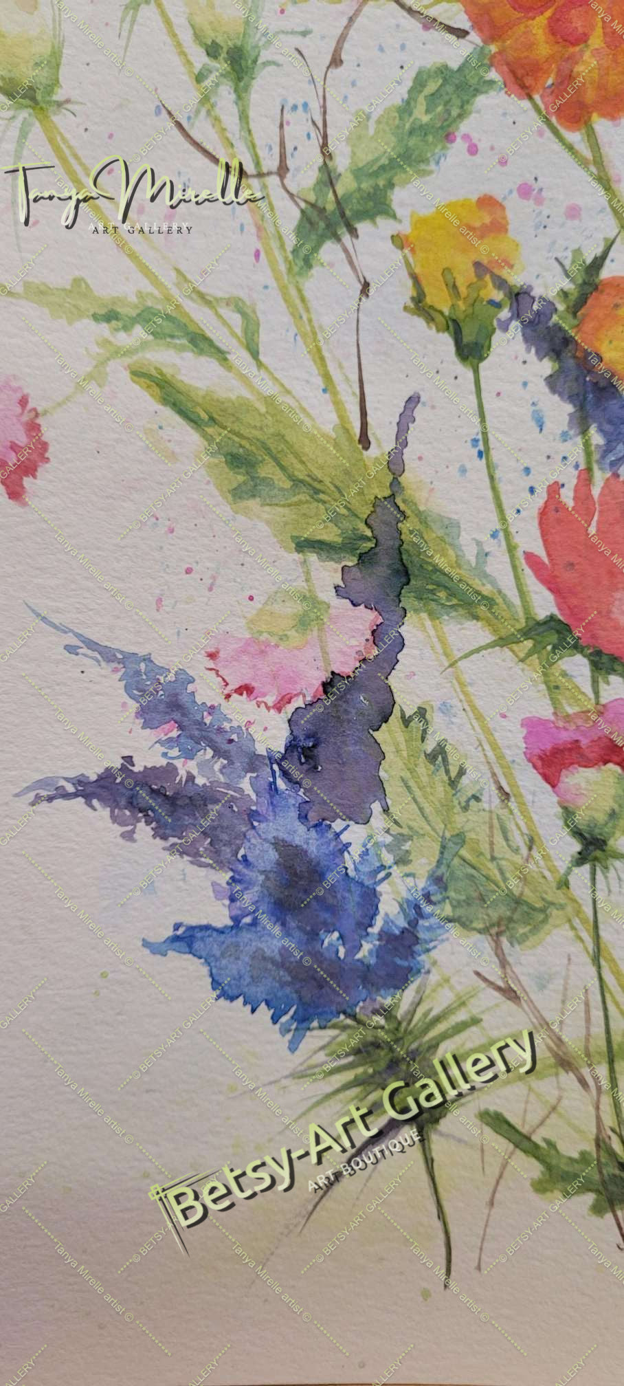 Watercolor Painting Flowers of Mediterranean, Botanical Wall Art No Frame abstract expressionism art print birthday gift blooming garden art botanical print colorful painting floral art floral painting garden painting gift for mom mediterranean art modern art modern wall art nature painting paper painting small painting wall art home decor watercolor floral watercolor flowers watercolor landscape watercolor painting wildflowers painting