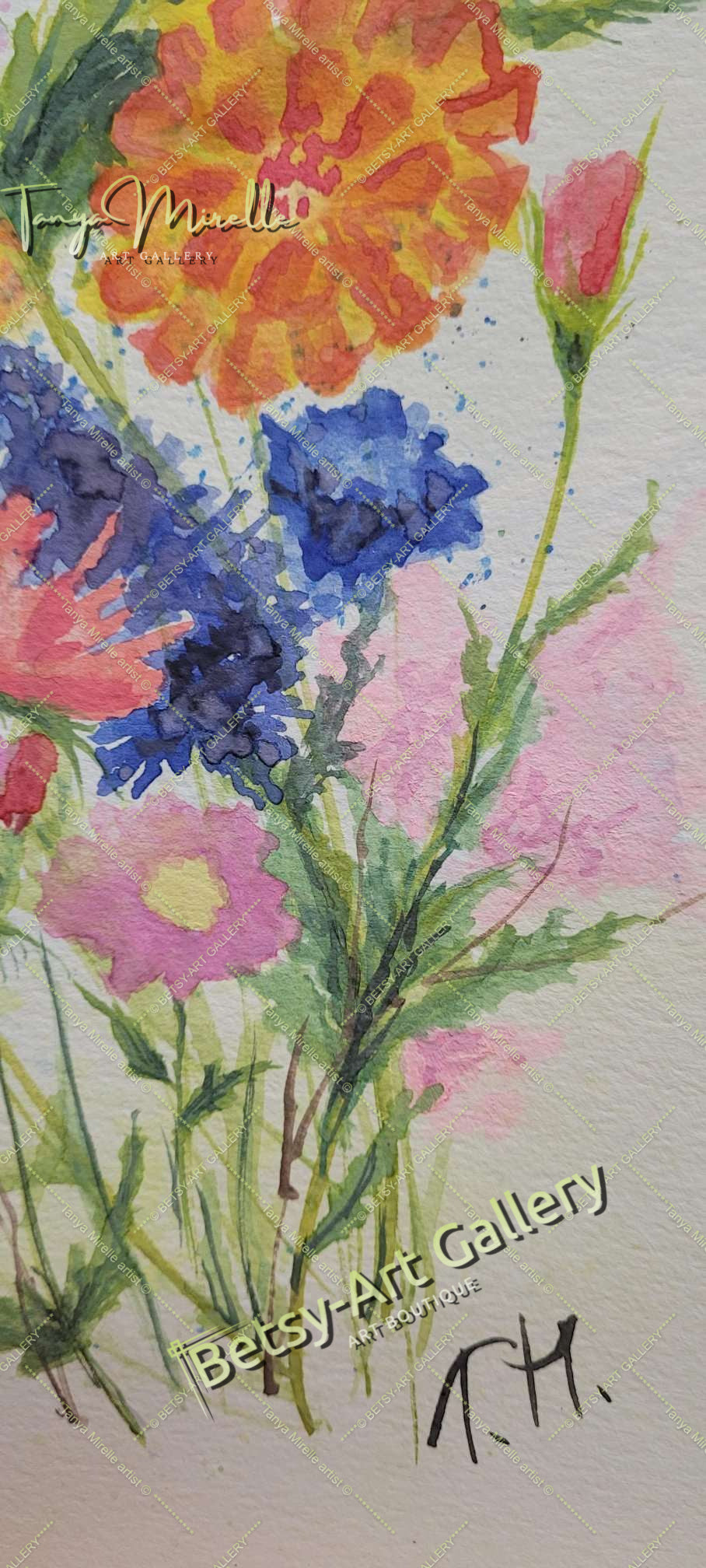 Watercolor Painting Flowers of Mediterranean, Botanical Wall Art No Frame abstract expressionism art print birthday gift blooming garden art botanical print colorful painting floral art floral painting garden painting gift for mom mediterranean art modern art modern wall art nature painting paper painting small painting wall art home decor watercolor floral watercolor flowers watercolor landscape watercolor painting wildflowers painting