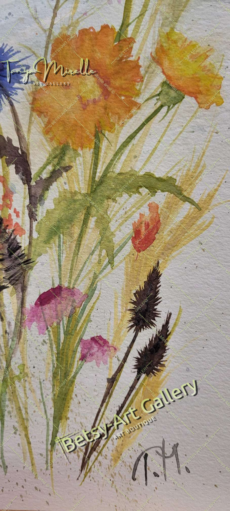 Watercolor Wildflowers Painting, Botanical Wall Art No Frame #3 abstract expressionism art print birthday gift blooming garden art botanical print colorful painting floral art floral painting garden painting gift for mom mediterranean art modern art modern wall art nature painting paper painting small painting wall art home decor watercolor floral watercolor flowers watercolor landscape watercolor painting wildflowers painting