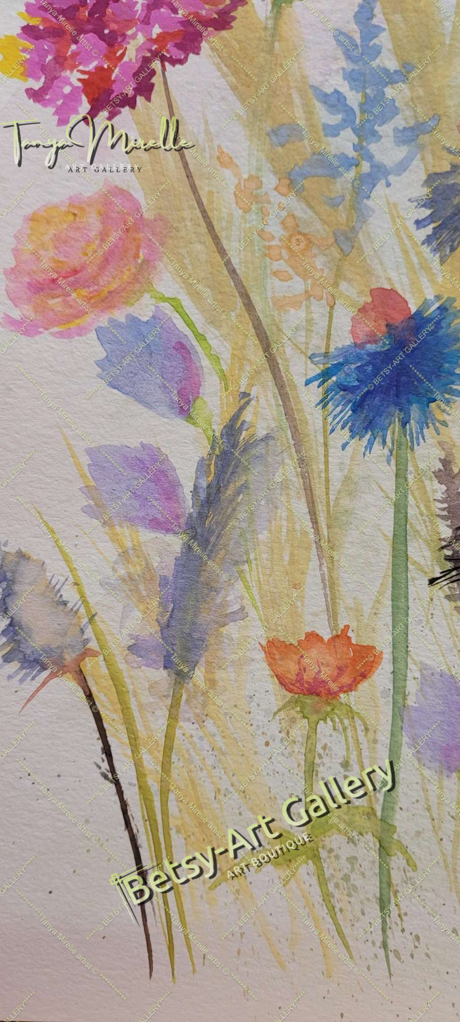 Watercolor Wildflowers Painting, Botanical Wall Art No Frame #3 abstract expressionism art print birthday gift blooming garden art botanical print colorful painting floral art floral painting garden painting gift for mom mediterranean art modern art modern wall art nature painting paper painting small painting wall art home decor watercolor floral watercolor flowers watercolor landscape watercolor painting wildflowers painting