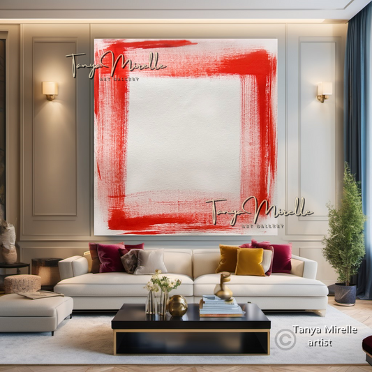 Minimalist Abstract Impasto Painting - Red White Modern Wall Art on Canvas #82