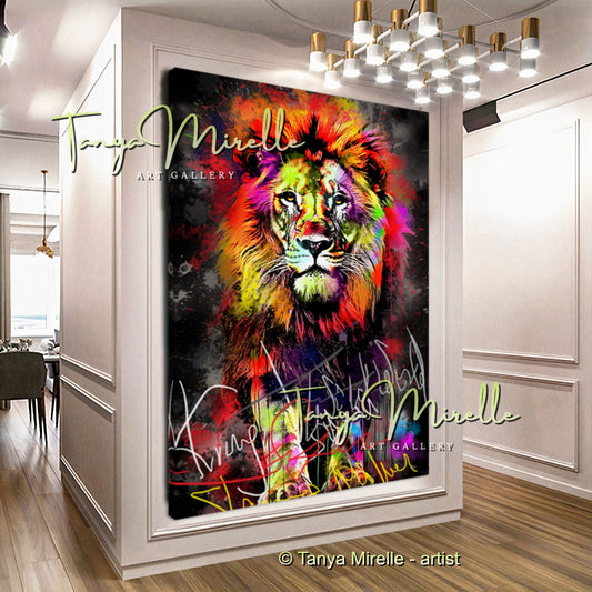 Colorful Graffiti Lion Canvas Print – Vibrant Animal Wall Art
