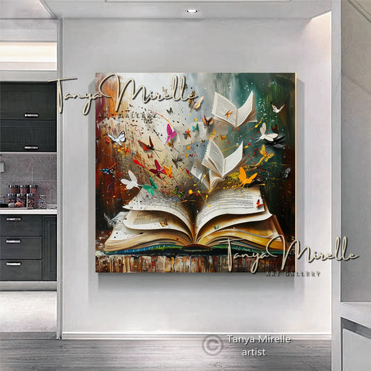 Open Book with Flying Letters Canvas Print