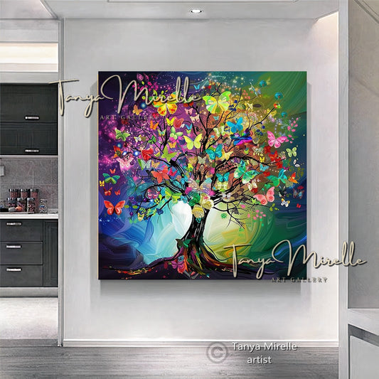 Colorful Abstract Tree of Life Wall Art Print