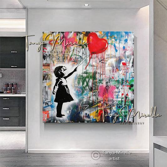 Banksy Girl with Heart Balloon Canvas Print
