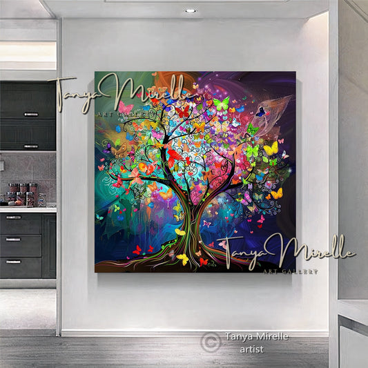 Colorful Abstract Tree of Life Wall Art Print #1