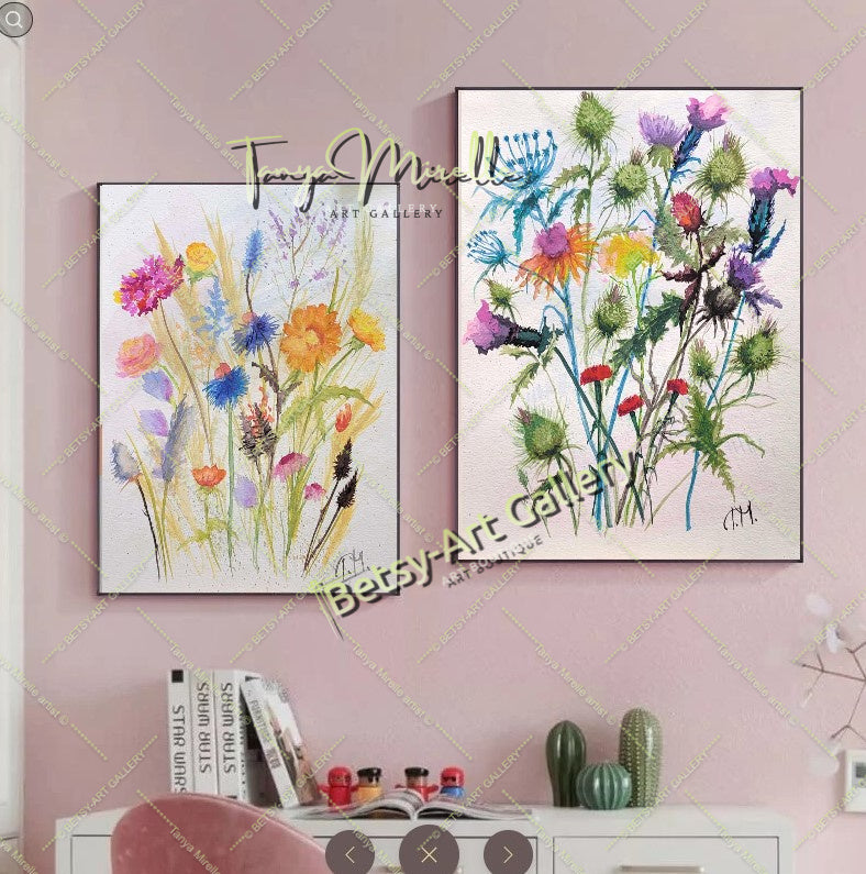 Watercolor Wildflowers Painting, Botanical Wall Art #2 No Frame abstract expressionism art print birthday gift blooming garden art botanical print colorful painting floral art floral painting garden painting gift for mom mediterranean art modern art modern wall art nature painting paper painting small painting wall art home decor watercolor floral watercolor flowers watercolor landscape watercolor painting
