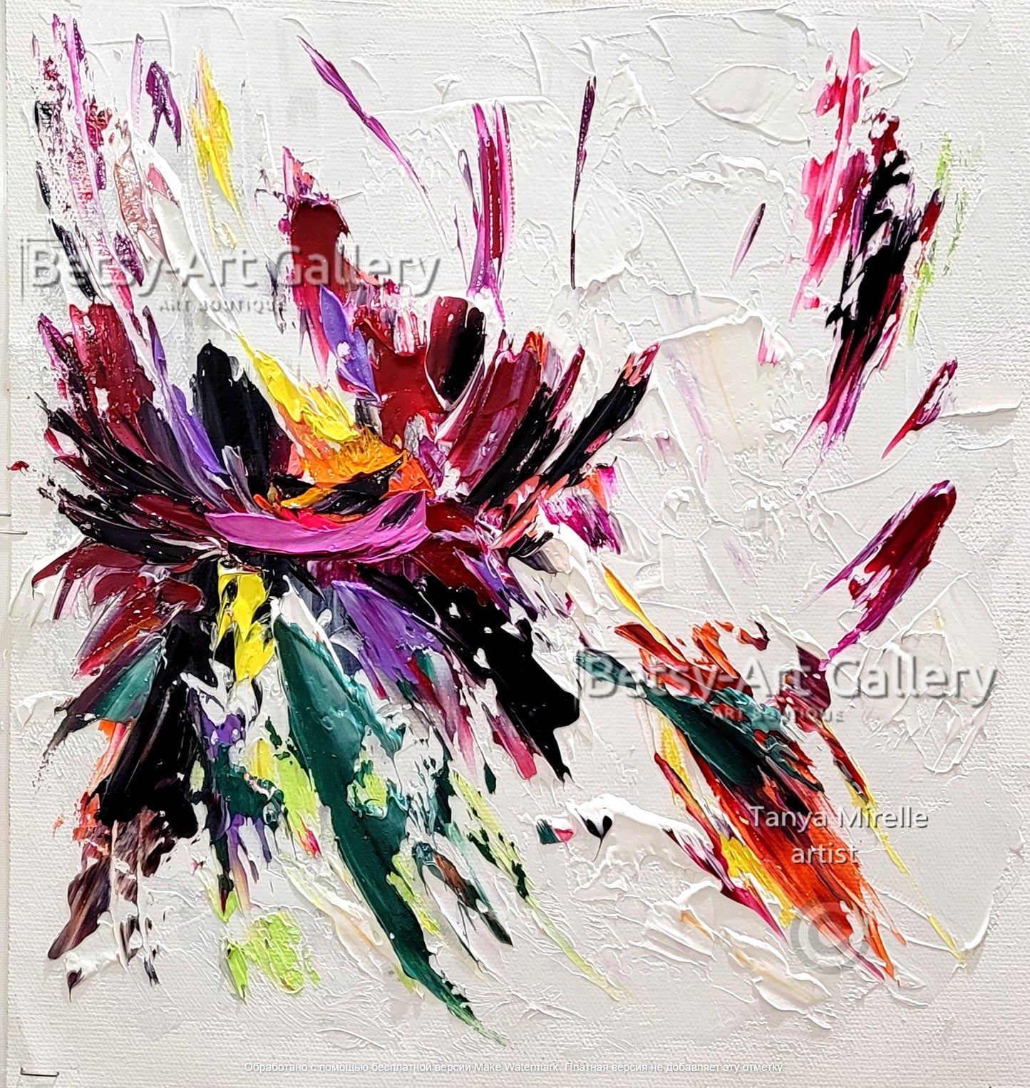 Abstract Floral Painting - Colorful Modern Wall Art Canvas #105