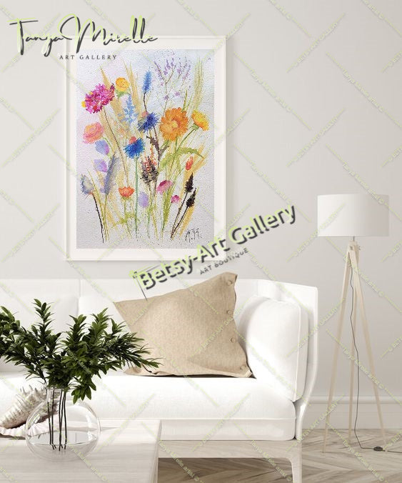 Watercolor Wildflowers Painting, Botanical Wall Art No Frame #3 abstract expressionism art print birthday gift blooming garden art botanical print colorful painting floral art floral painting garden painting gift for mom mediterranean art modern art modern wall art nature painting paper painting small painting wall art home decor watercolor floral watercolor flowers watercolor landscape watercolor painting wildflowers painting