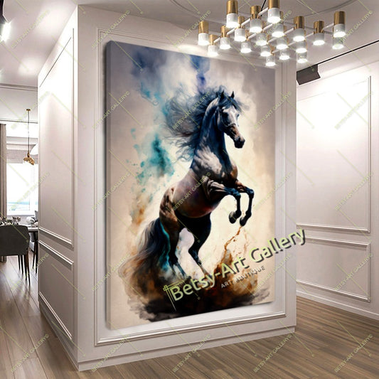 Majestic Rearing Horse Canvas Print - Modern Equine Art