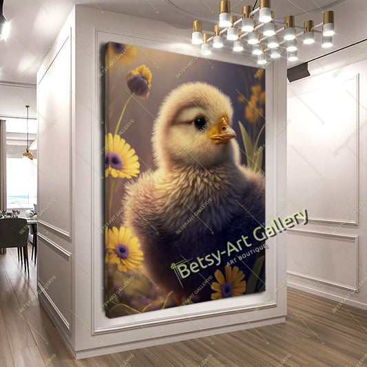 Yellow Duckling and Chick Canvas Print