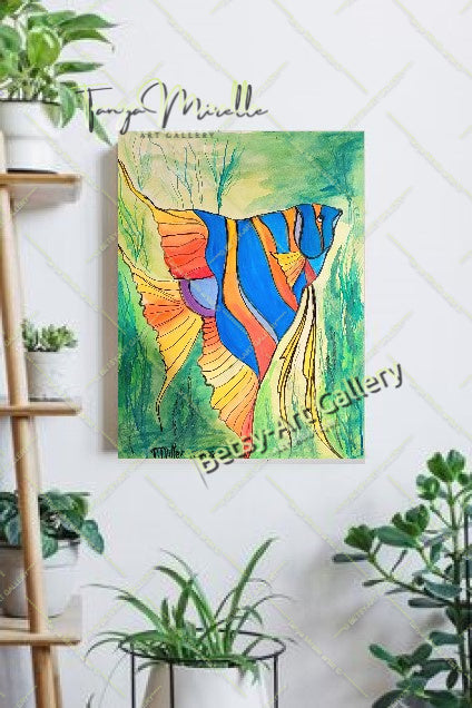 Vibrant Caribbean Fish Watercolor Painting - Tropical Wall Art No Frame abstract expressionism birthday gift Caribbean fish colorful painting fish painting marine life modern wall art nautical art ocean decor paper painting sea life painting small painting tropical art vibrant fish art wall art home decor watercolor art watercolor fish watercolor painting watercolor sea art