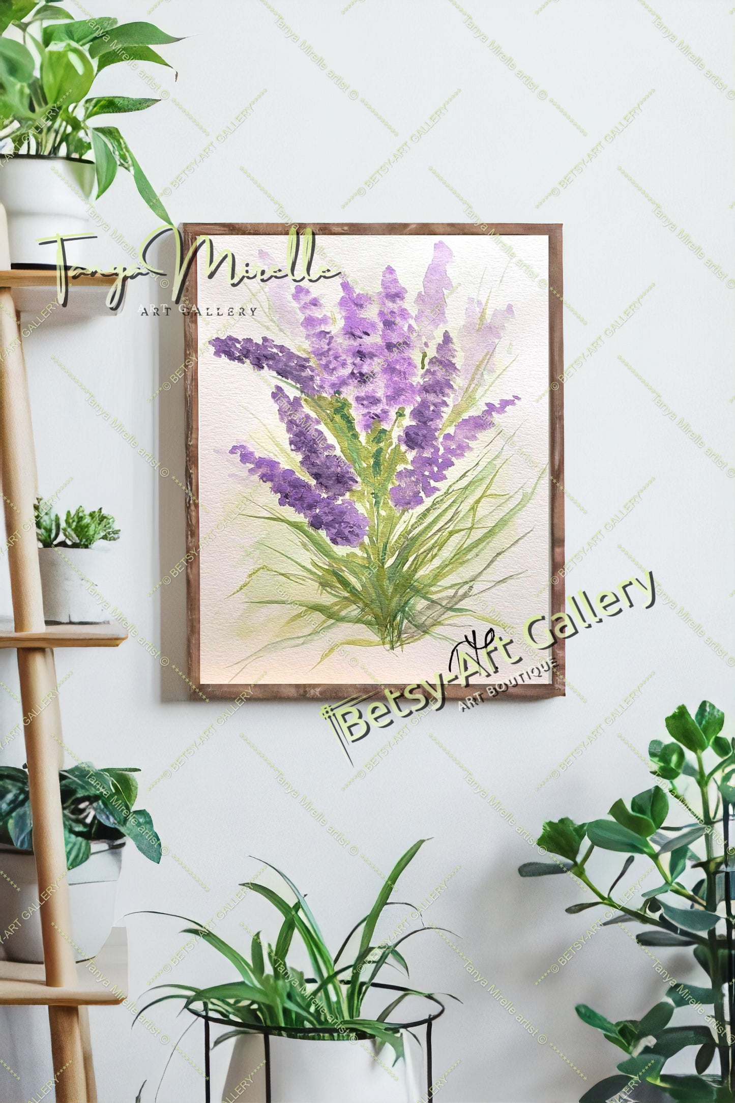Watercolor Lavender Painting, Botanical Wall Art No Frame abstract expressionism art print birthday gift blooming garden art botanical print colorful painting floral art floral painting garden painting gift for mom lavender painting mediterranean art modern art modern wall art nature painting paper painting small painting wall art home decor watercolor floral watercolor flowers watercolor landscape watercolor painting wildflowers painting