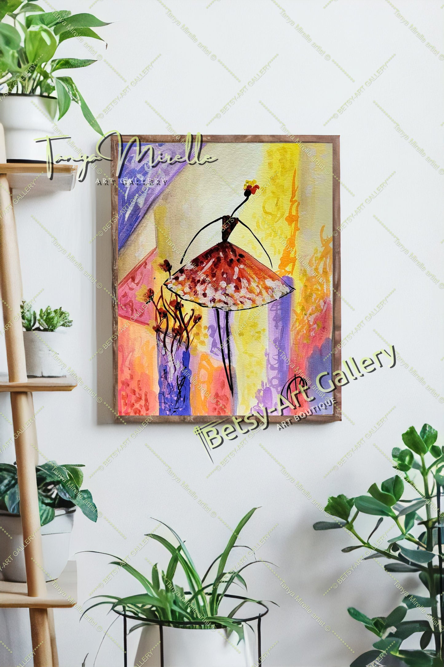 Elegant Watercolor Ballet Painting, Ballerina Dance Art No Frame abstract expressionism art for girls Ballerina Dance ballerina print ballet decor ballet painting birthday gift colorful painting dance wall art dancer illustration elegant art gift for mom modern art modern wall art paper painting small painting wall art home decor watercolor art watercolor painting