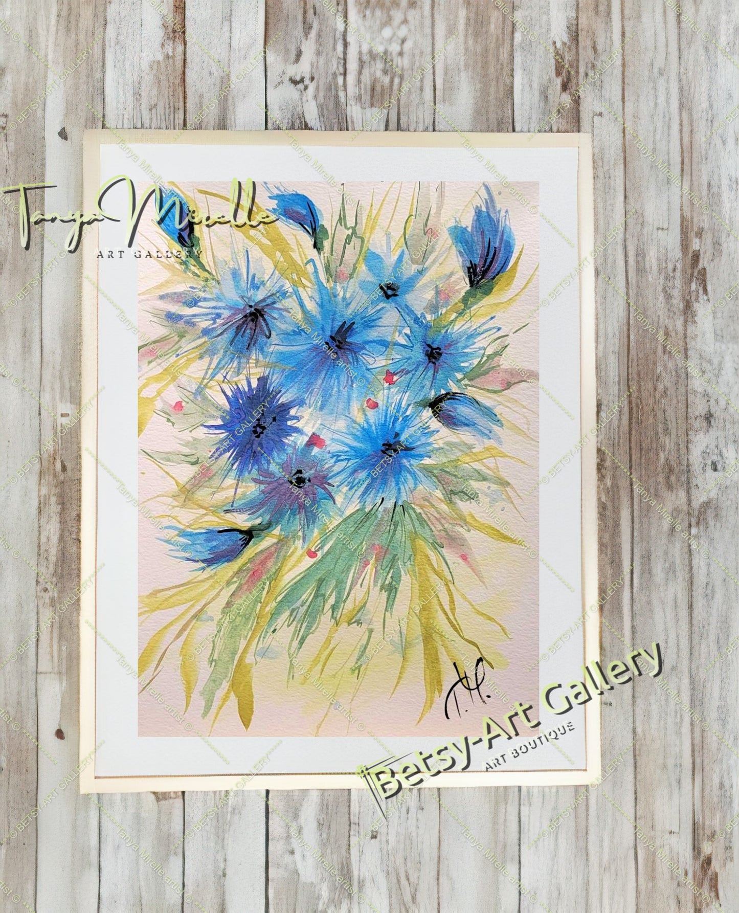 Original Watercolor Cornflowers Painting, Botanical Wall Art No Frame abstract expressionism art print birthday gift blooming garden art botanical print colorful painting floral art floral painting garden painting gift for mom mediterranean art modern art modern wall art nature painting paper painting small painting wall art home decor watercolor floral watercolor flowers watercolor landscape watercolor painting