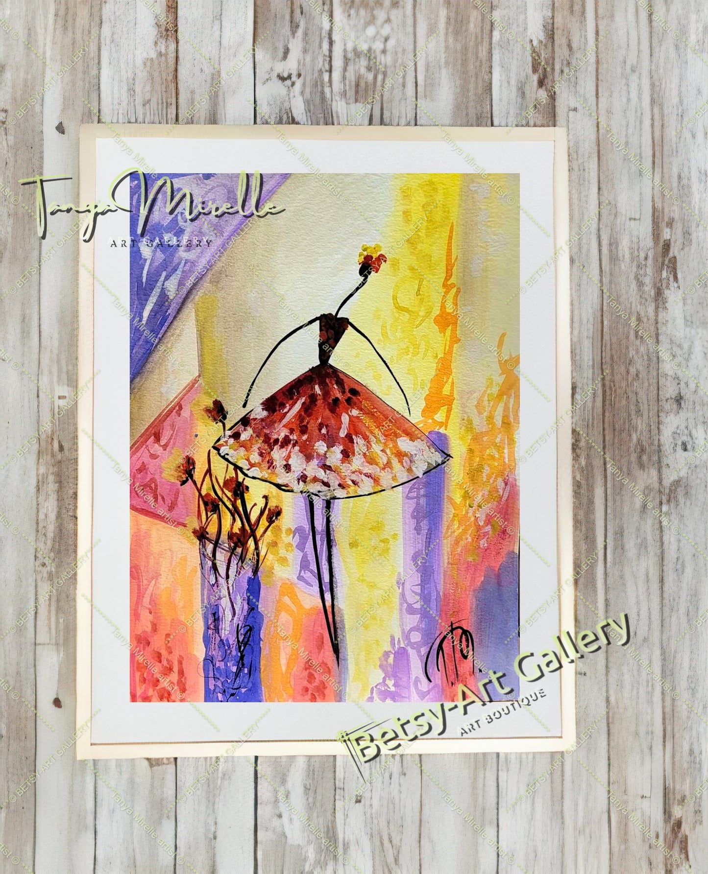 Elegant Watercolor Ballet Painting, Ballerina Dance Art No Frame abstract expressionism art for girls Ballerina Dance ballerina print ballet decor ballet painting birthday gift colorful painting dance wall art dancer illustration elegant art gift for mom modern art modern wall art paper painting small painting wall art home decor watercolor art watercolor painting