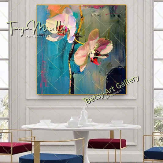 Luxury Orchid Wall Art Print, Pastel Bloom Art for Living Room