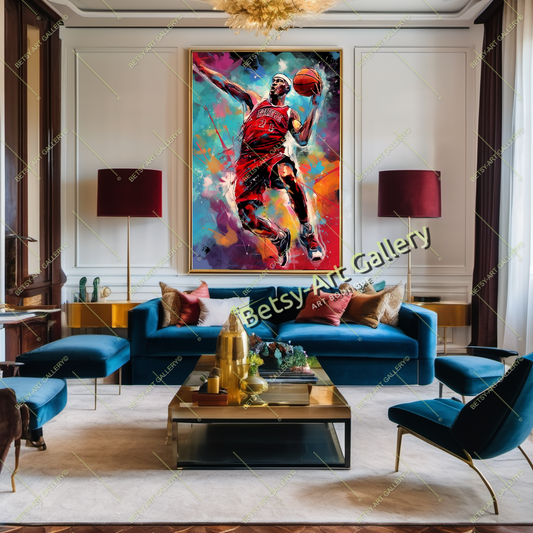 Basketball Player Canvas Print, Dynamic Sports Wall Art