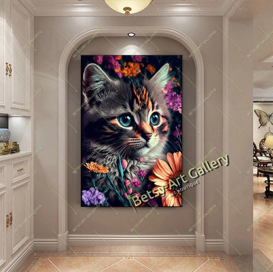 Bengal Cat Canvas Print, Wildlife Animals Wall Art