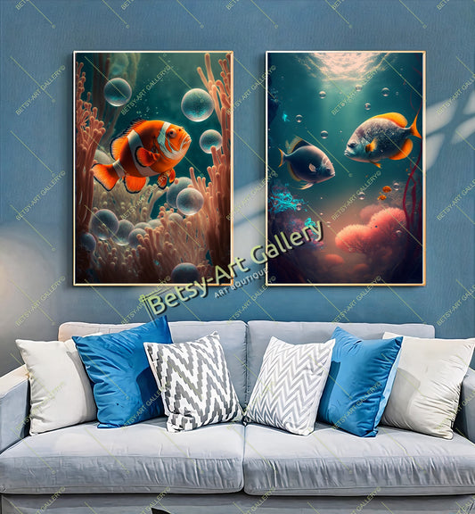 Caribbean Ocean Underwater Clownfish Canvas Print