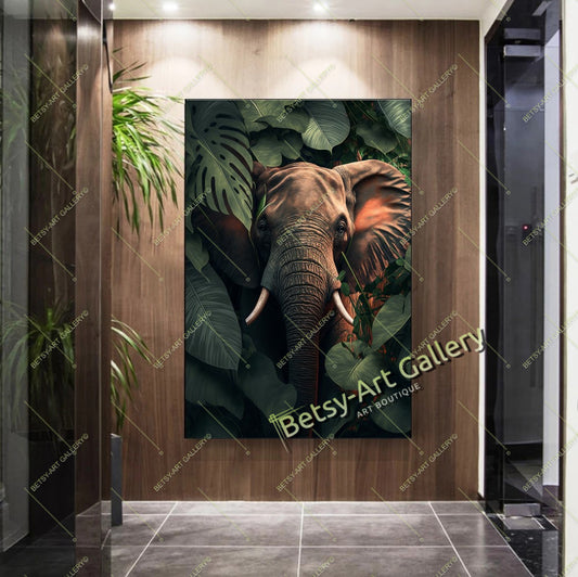 Jungle Elephant Canvas Print - African Wildlife Artwork