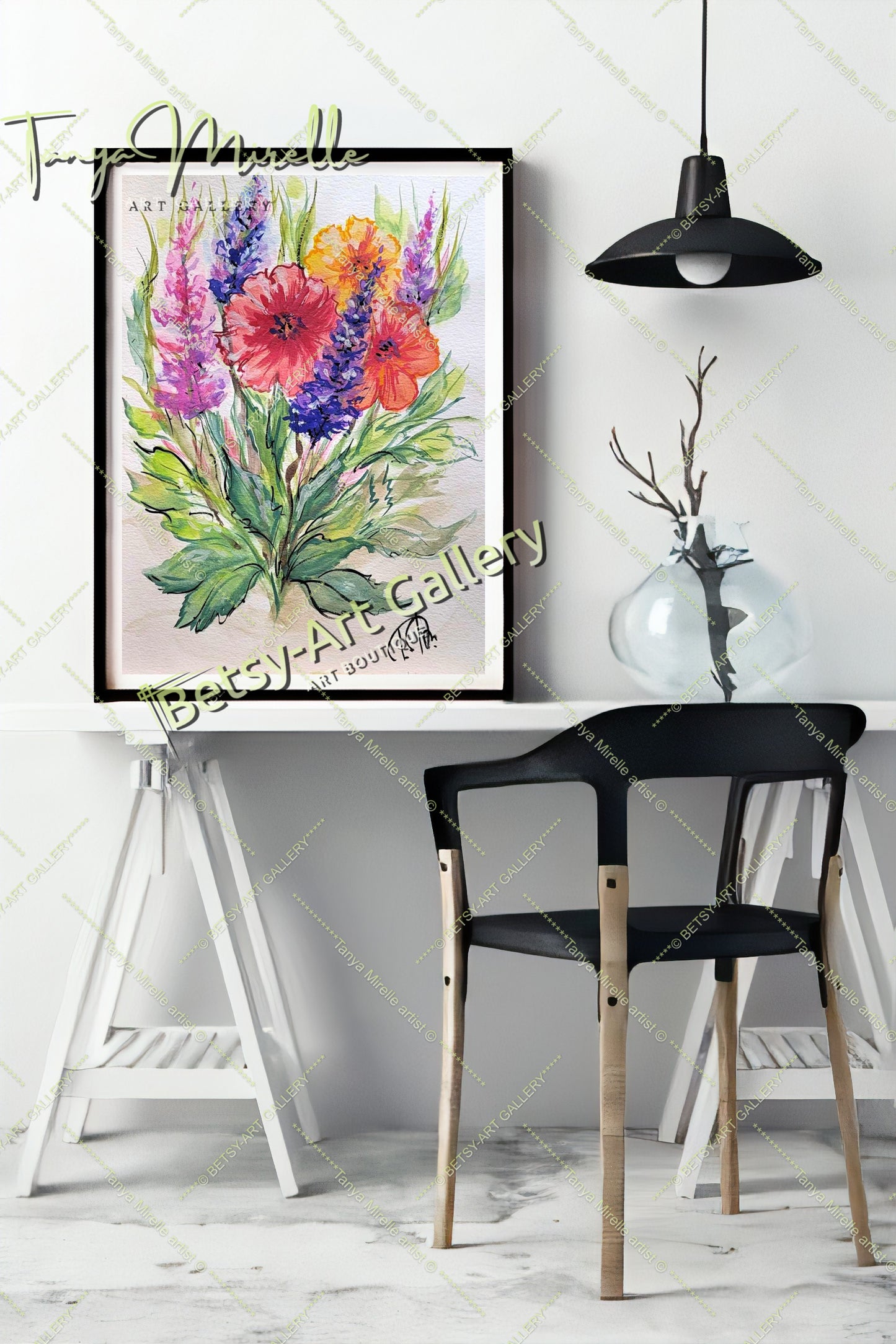 Watercolor Garden Flowers Painting, Botanical Wall Art No Frame abstract expressionism art print birthday gift blooming garden art botanical print colorful painting floral art floral painting garden painting gift for mom mediterranean art modern art modern wall art nature painting paper painting small painting wall art home decor watercolor floral watercolor flowers watercolor landscape watercolor painting