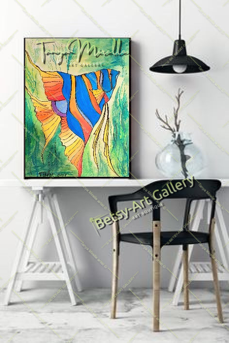 Vibrant Caribbean Fish Watercolor Painting - Tropical Wall Art No Frame abstract expressionism birthday gift Caribbean fish colorful painting fish painting marine life modern wall art nautical art ocean decor paper painting sea life painting small painting tropical art vibrant fish art wall art home decor watercolor art watercolor fish watercolor painting watercolor sea art