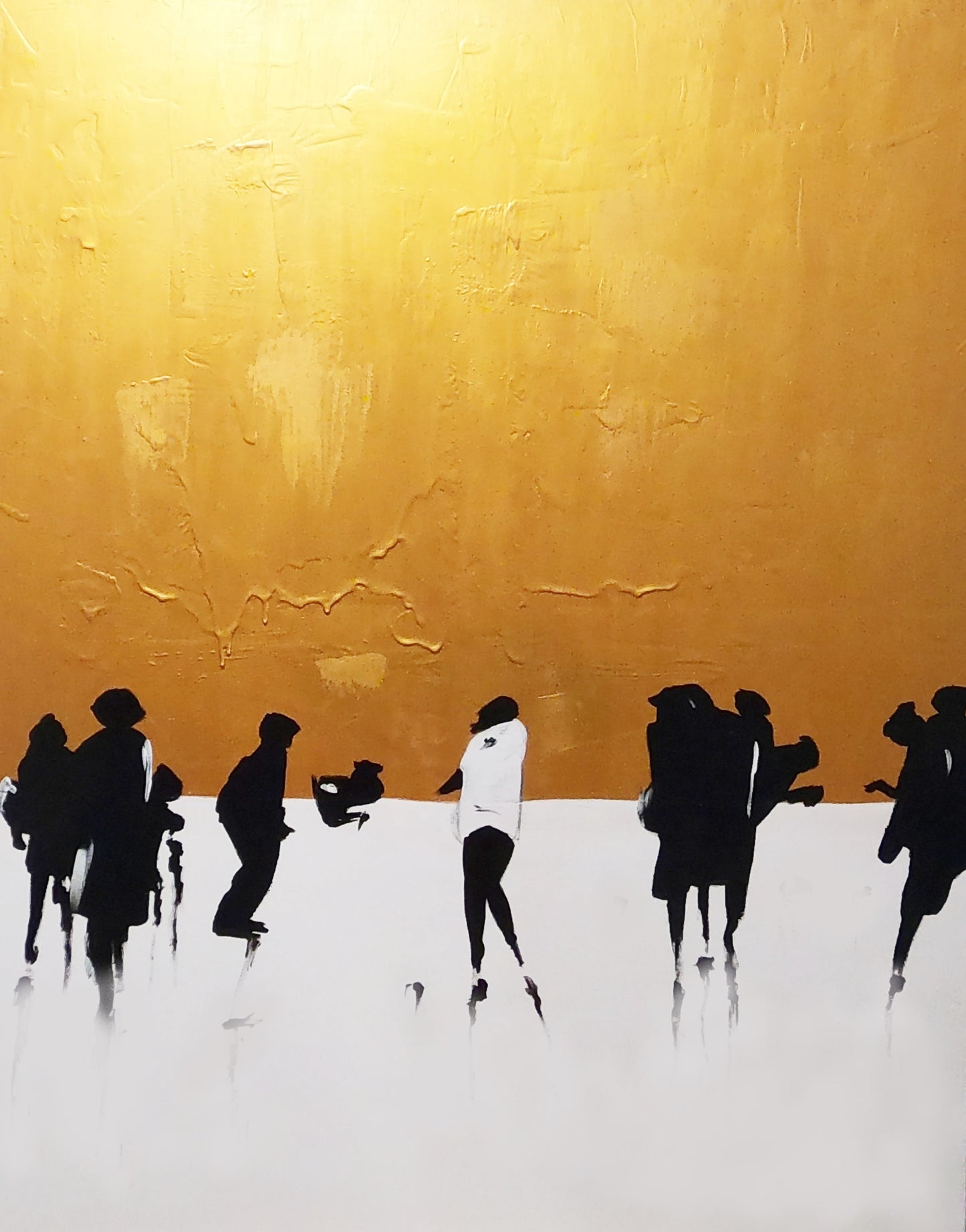 Golden Hour Stroll – Contemporary Figurative Painting - Minimalist Urban Wall Art #41