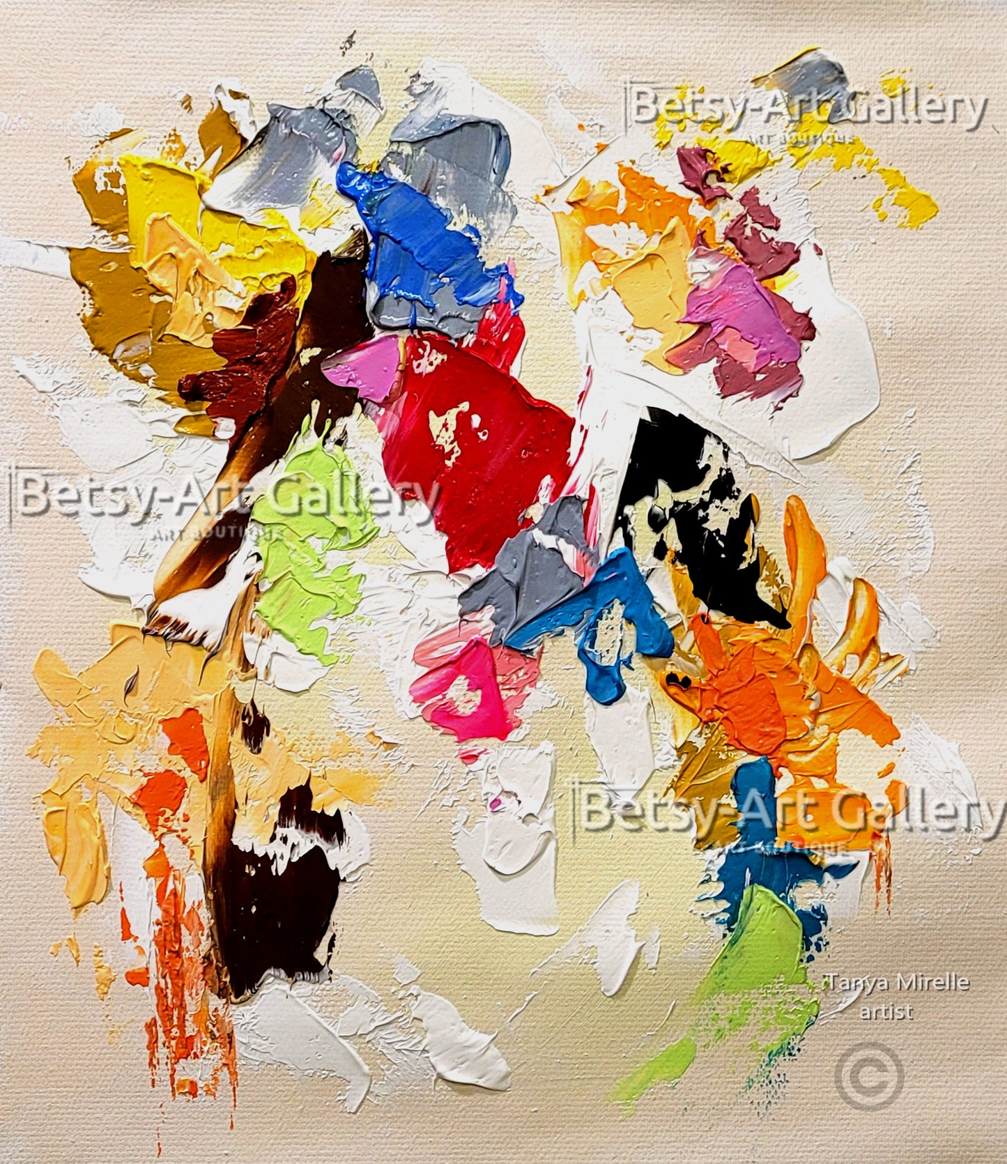 Colorful Abstract Impasto Painting - Textured Modern Wall Art #126