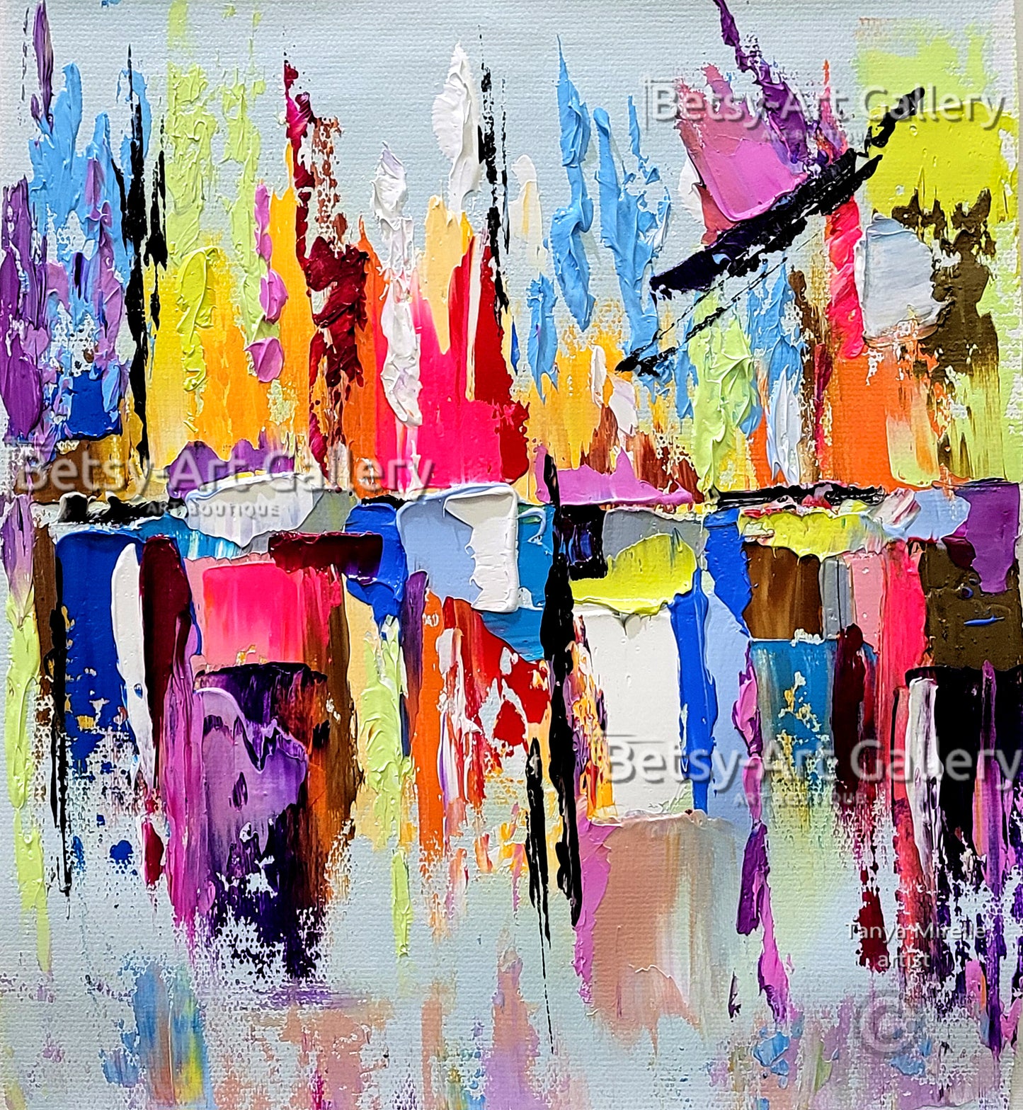 Vibrant Abstract Impasto Painting - Colorful Modern Wall Art #129