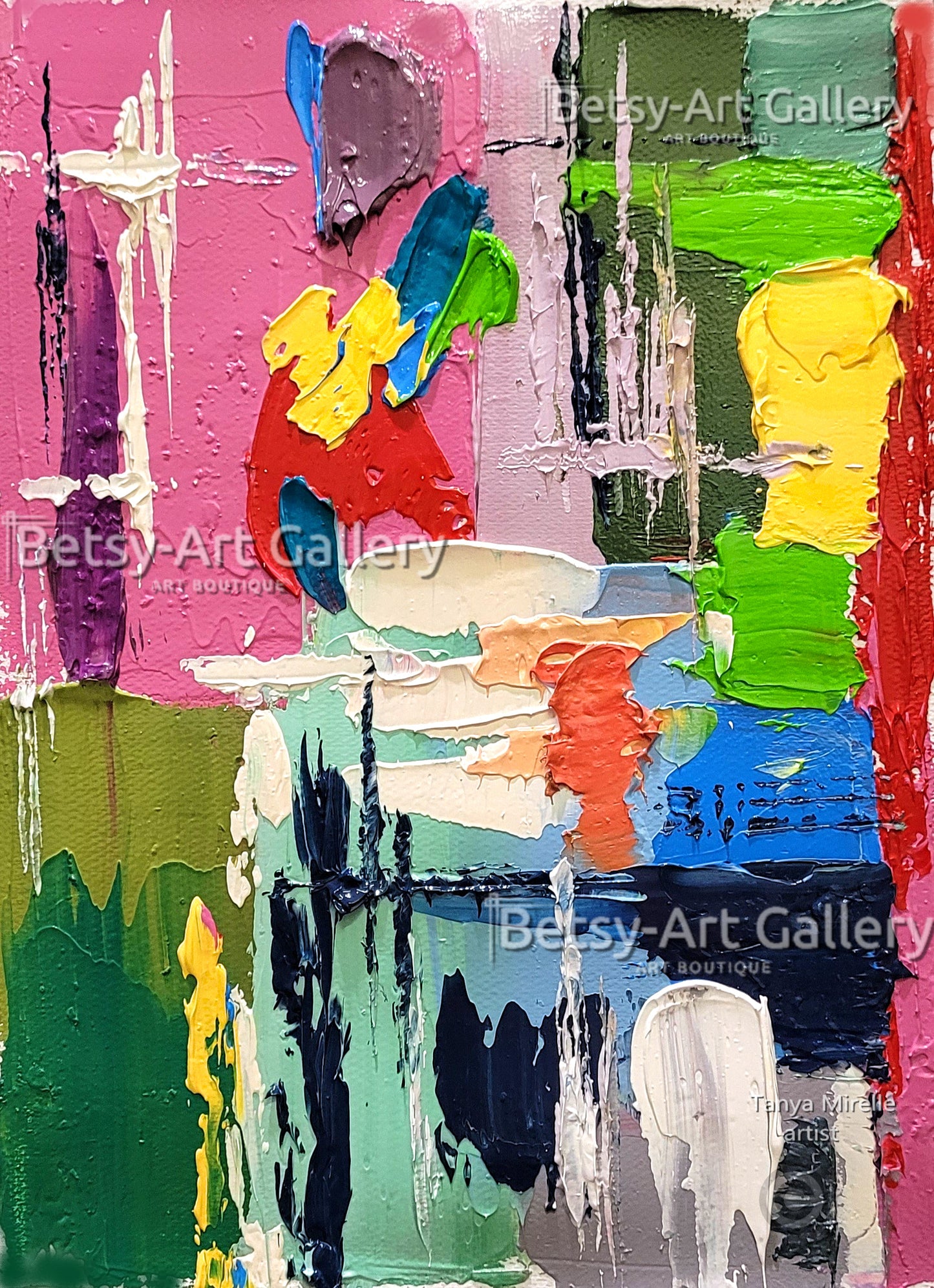 Vibrant Abstract Impasto Painting - Colorful Modern Wall Art #131
