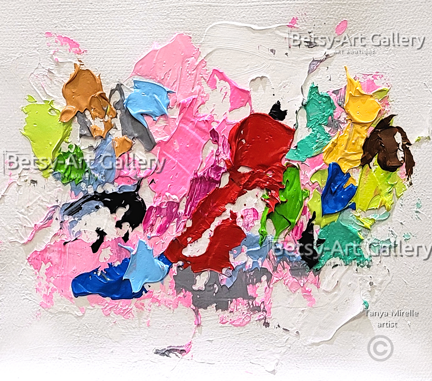 Vibrant Pink Abstract Impasto Painting - Colorful Modern Wall Art #137