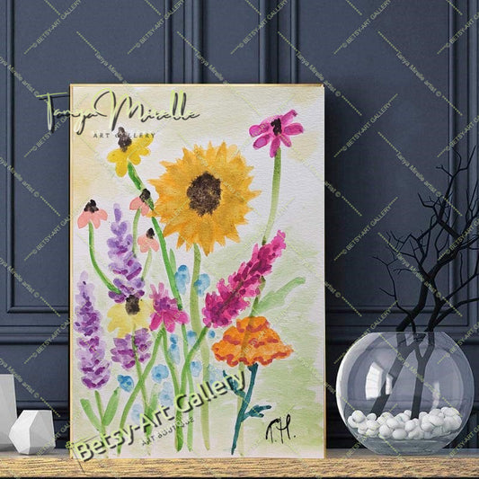 Original Watercolor Floral Painting Botanical Wall Art #1, No Frame abstract expressionism art print birthday gift blooming garden art botanical print colorful painting floral art floral painting garden painting gift for mom mediterranean art modern art modern wall art nature painting paper painting small painting wall art home decor watercolor floral watercolor flowers watercolor landscape watercolor painting