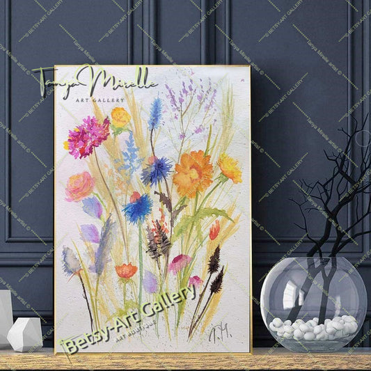 Watercolor Wildflowers Painting, Botanical Wall Art No Frame #3 abstract expressionism art print birthday gift blooming garden art botanical print colorful painting floral art floral painting garden painting gift for mom mediterranean art modern art modern wall art nature painting paper painting small painting wall art home decor watercolor floral watercolor flowers watercolor landscape watercolor painting wildflowers painting