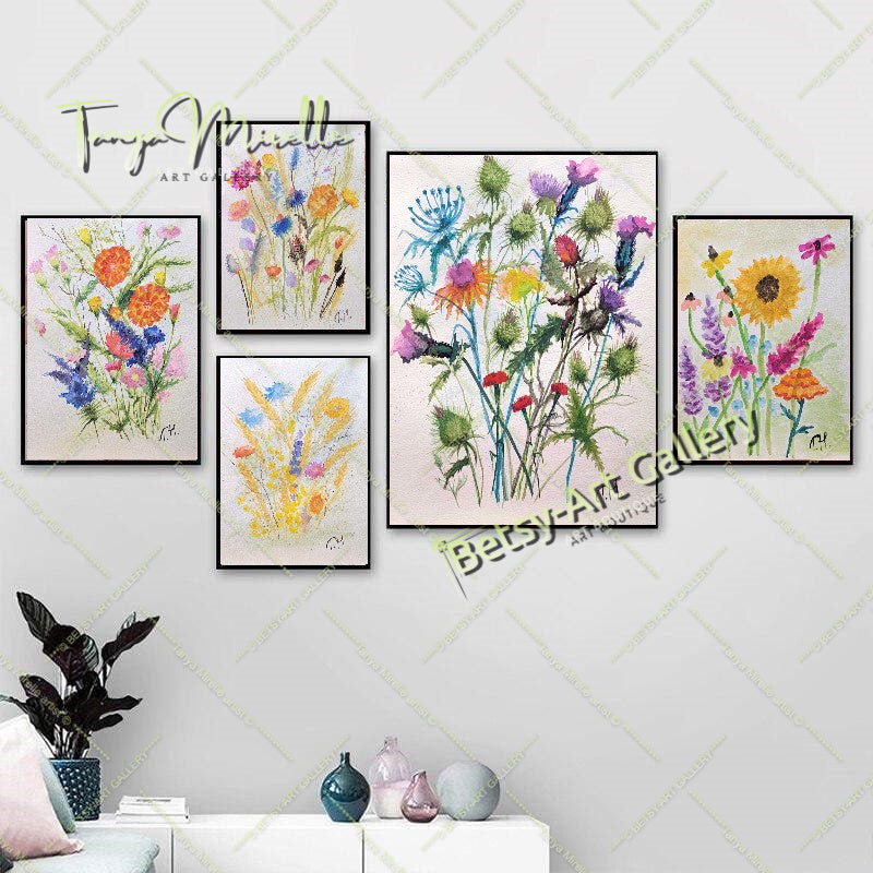 Watercolor Painting Ears of Wheat, Botanical Wall Art No Frame abstract expressionism art print birthday gift blooming garden art botanical print colorful painting floral art floral painting garden painting gift for mom mediterranean art modern art modern wall art nature painting paper painting small painting wall art home decor watercolor floral watercolor flowers watercolor landscape watercolor painting wildflowers painting