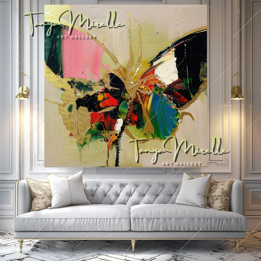 Vivid Abstract Butterfly Oil Painting on Canvas #351