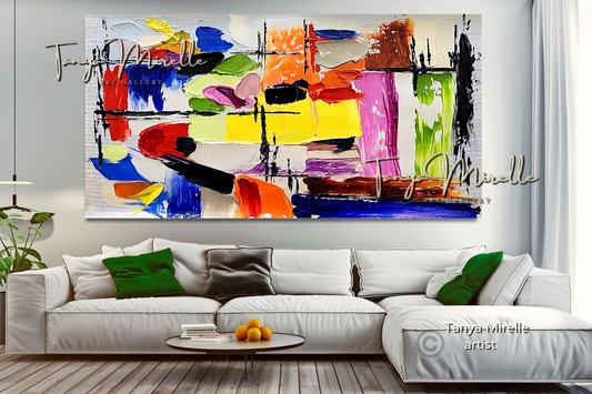 Vibrant Abstract Impasto Painting - Colorful Modern Wall Art #127