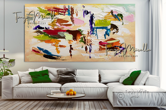 Colorful Abstract Impasto Painting - Textured Modern Wall Art #124